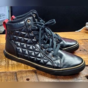 Guess GM Melo Sneakers Men's 10.5 Shoes Black Quilted Hi Top Red Bottom